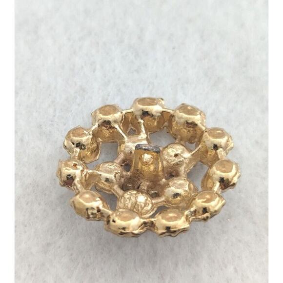 Vintage 4 Rhinestone Lge 1 1/4" Buttons Perfect Cond Clear Rhinestones Vermeil - Picture 4 of 4